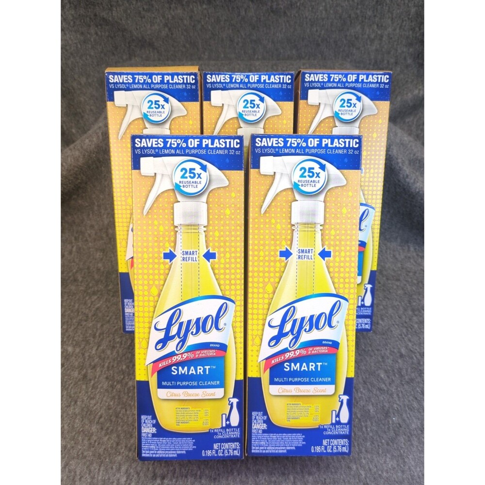 5 Pack Lysol SMART Multi-Purpose Cleaner, Citrus Breeze Starter Kits New